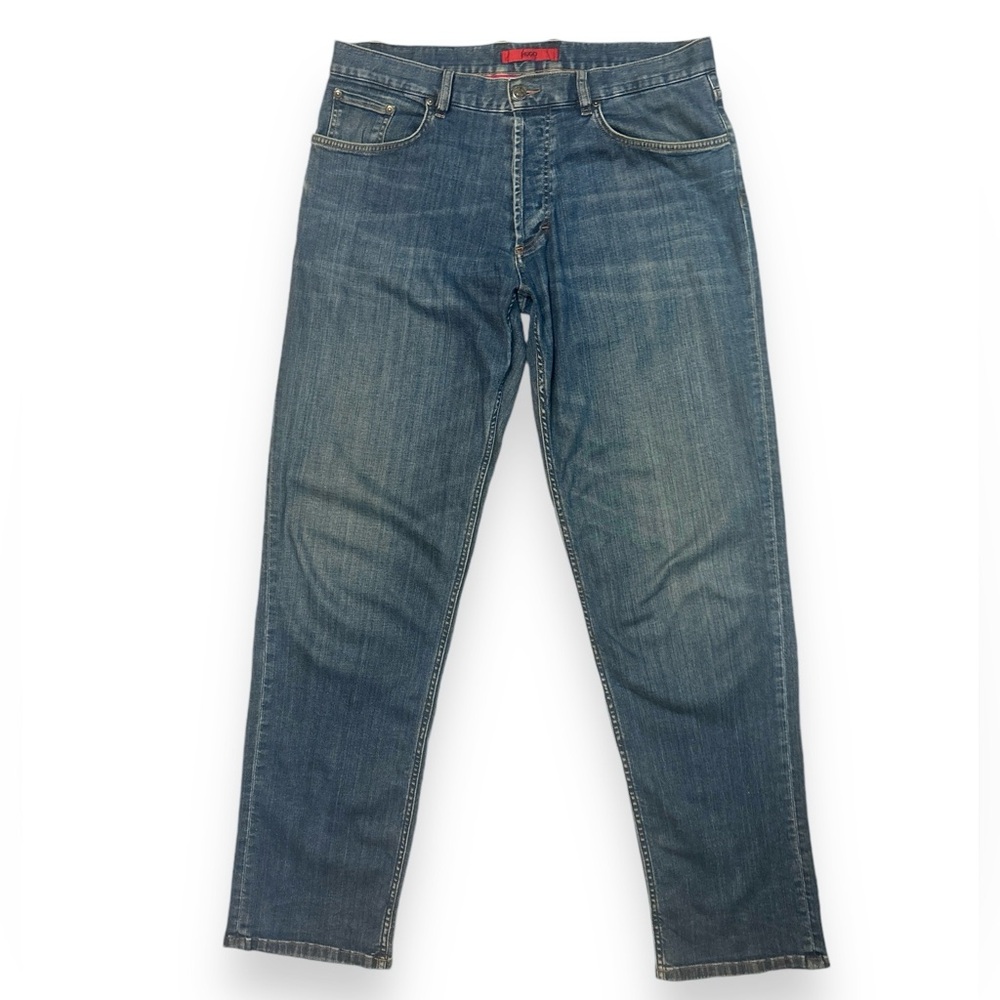 HUGO BOSS Dark Wash Relaxed Fit Button Fly Jeans 38x34